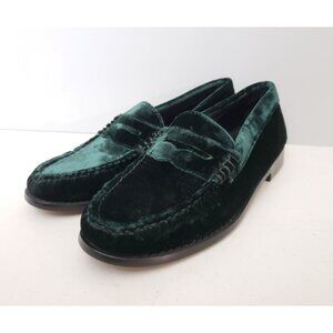 G.H.BASS Weejuns Whitney Velvet Loafers Dark Green Womens Size 7